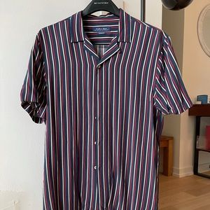 Zara Navy Relaxed Short-Sleeve Red White Stripes